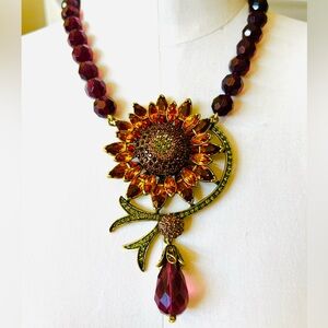 Heidi Daus “A Fabulous Sunflower” Necklace EUC a rare find!